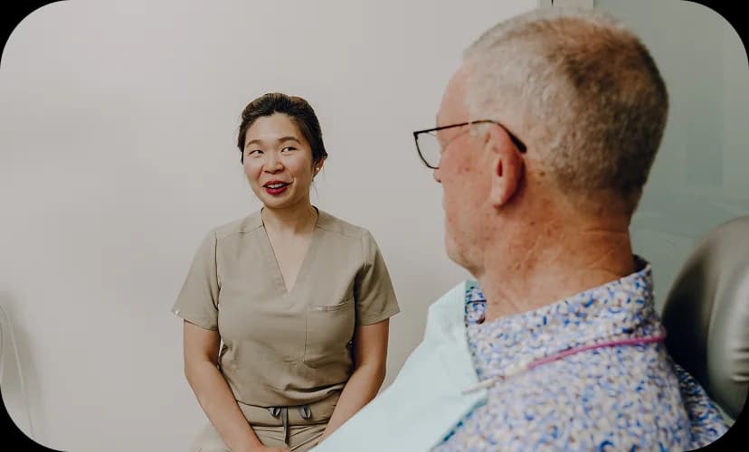 Dental implant planning materials arranged for a patient discussion