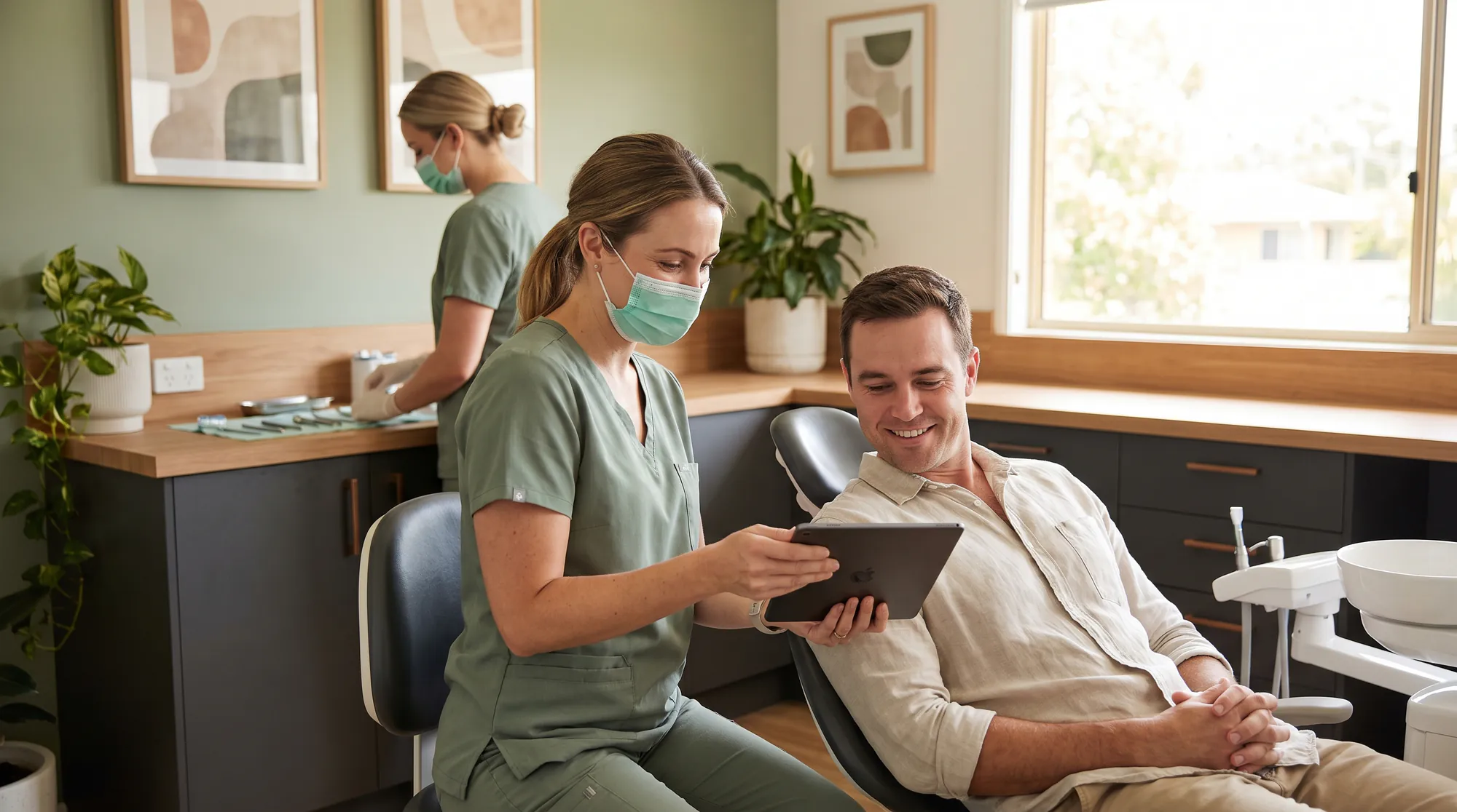 Dental consultation room used for broken tooth assessment and repair planning
